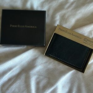 Black Perry Ellis Leather Wallet NIB